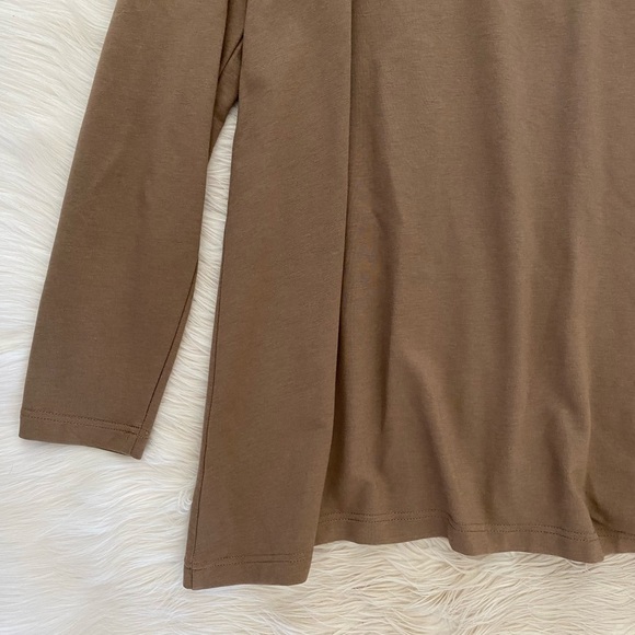 J. Jill Pure Jill Pima Cotton Tan Brown Longline 2 Way Asymmetrical Zip Jacket - Picture 10 of 11